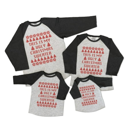 

7 ate 9 Apparel Matching Family Merry Christmas Shirts - Funny This is My Ugly Christmas Sweater Grey Shirt 6 Months