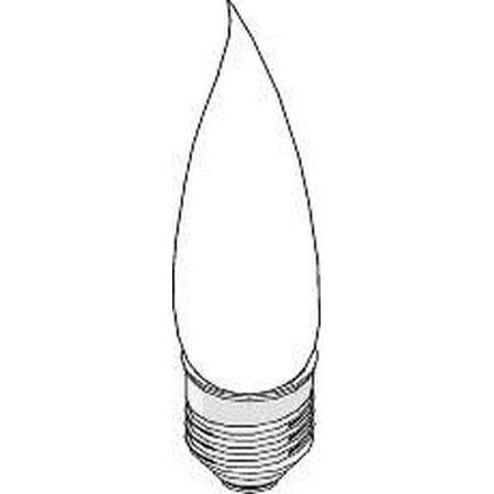 Satco Incandescent Decorative Lamp Ca10, 40 Watt, 130 Volt, Medium Base, Frost, 2,500 Average Rated Hours, 25 Per Box