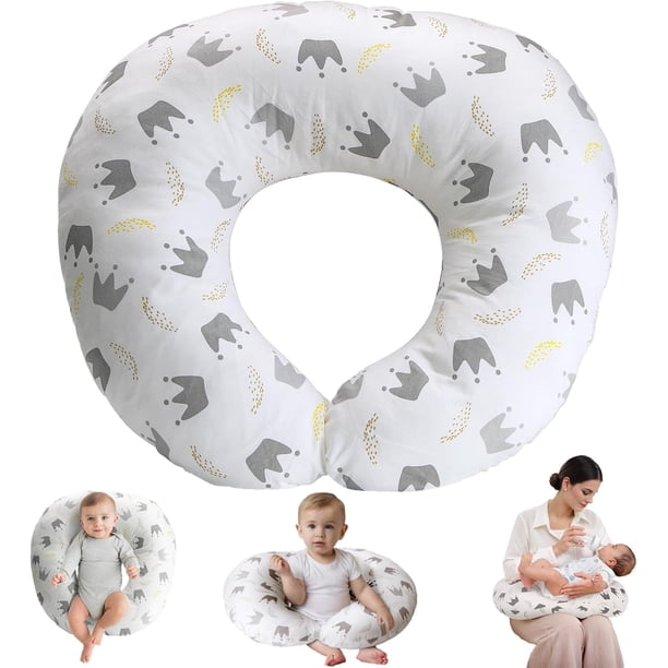 Almohada de Lactancia para Bebé Cojín Multiusos Posicionr Tejido de Mezcla de Algodón Incluye Cojín de Lactancia + Funda Removible