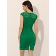 thumbnail image 3 of Vestido Ajustado Elegante Con Encaje Floral Y Manga Casquillo De Punto Elástico Para Mujer Verduras S, 3 of 6