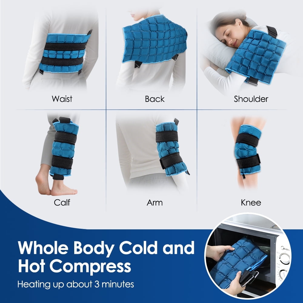 Large Ice Pack 13x22 inch for Hot & Cold Compress Therapy, Reusable Self-Absorbing Water Back Pad for Pain Relief, Ideal for Back, Knee, Leg, Neck, Shoulder, Hip(2 Pack)