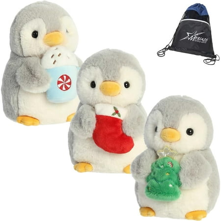 Aurora Pompom Penguins Holiday Set of 3: Stocking, Tree, and Latte