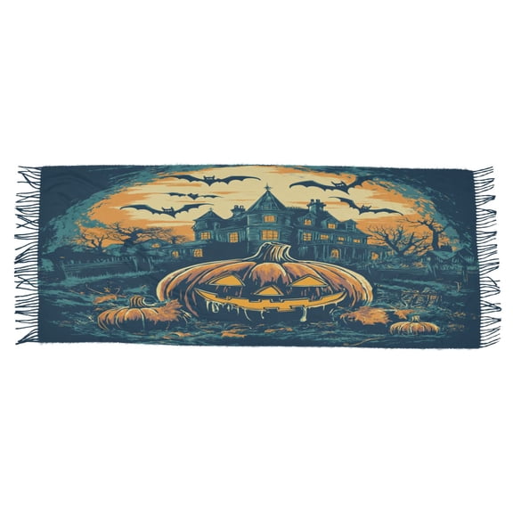 BZSMCE Women Scarf Halloween Theme Pumpkin Simple Pattern Soft Warm Long Large Scarves