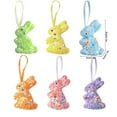 thumbnail image 2 of SLYNSHome 6Pcs Easter Decorations Easter Bunny Hanging Ornaments Colorful Foam Glitter Artificial Rabbit Easter Tree Decorations Home Party DIY Crafts, 2 of 6