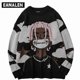 thumbnail image 1 of Harajuku vintage cartoon anime knitted sweater men winter oversized men's rock hip hop rap pullover women jumper ugly sweater, 1 of 4