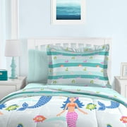 Dream Factory Mermaid Dreams Twin 5 Piece Comforter Set, Bed-in-a-Bag, Poly, Microfiber, Light Blue, Female, Child