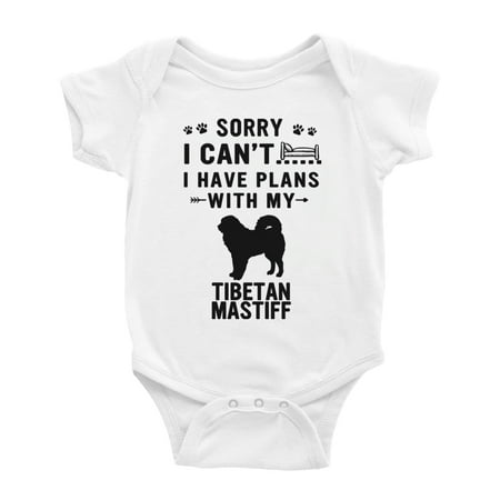 

Sorry I Can t I Have Plans With My Tibetan Mastiff Love Pet Dog Cute Baby Jumpsuits (White 18-24 Months)