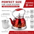 thumbnail image 3 of HausRoland Stainless Steel Stovetop Kettle with Ergonomic Handle 0.74 Qt (0.7 L) Tea Kettle for Stove Top, Red, 3 of 7