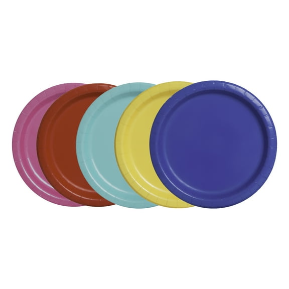 Disposable Paper Plates, 9", Assorted Colors, 10 Count, by Way To Celebrate