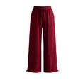 thumbnail image 2 of Bosfbaoi Pants for Women Regular Flat Front Jogger Pants Drawstring Waist Wide Leg Womens Pants with Adjustable Ankle Ties Outdoor Activity Trousers, 2 of 7