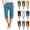 Navy, variant on DDAPJ pyju Cotton Linen Shorts for Women Knee Length Bermuda Shorts Elastic High Waisted Comfy Summer Shorts Solid Casual Short Pants with Pockets Clearance Sale Black L