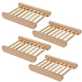 thumbnail image 1 of Set de 4 jaboneras de madera de bambú natural - Jabonera hecha a mano - Perfecta para la ducha y el lavabo - Almacenamiento higiénico de jabón - Sin plástico y antibacteriano, 1 of 5
