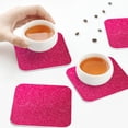 thumbnail image 3 of KLL Drink Coasters Set Square of 4,PU Leather Absorbent Coasters Set Decorative Coffee Cup Coasters Housewarming Gift for Home Decor-Rose Red Glitter, 3 of 5