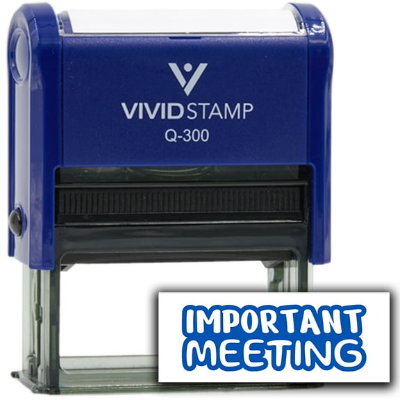 All Quality Important Meeting Self-Inking Rubber Stamp | Agenda Planning Stamps (Blue Ink) - Q-300