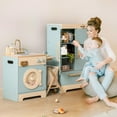 thumbnail image 4 of Robud 4 Groups Play Kitchen Playset Kids, Wooden Kitchen Set with Realistic Sound, Ice Maker, Fridge, Oven, Washing Machine, Pretend Play Toy Kitchen Set, Gift for Boys Girls, Blue, 4 of 8