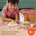 thumbnail image 4 of Fisher-Price Wooden Picnic Basket and Food Pretend Play Set for Preschool Kids, 31 Pieces, 4 of 8