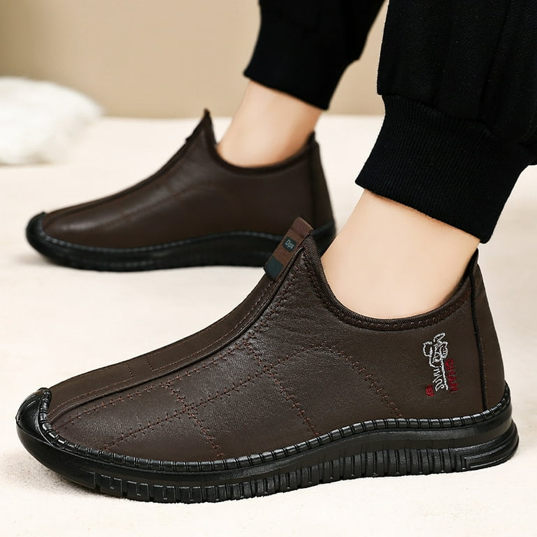 Men's Winter Thermal Fleece-Lined Shoes - Anti-Slip PVC Sole, Thickened  Warm Long Boots with Round Toe & Brown -like Upper for,, Casual Wear -  One-Size-Fits-All (-like), Winter Shoes For Men, Winter -