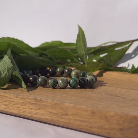 African Turquoise Bracelet | Stone Beads Bracelet | Focus on Heart Chakra | Stunning Gem Patterns Tones | I embrace change and open new paths. African Turquoise is a catalyst for growth and