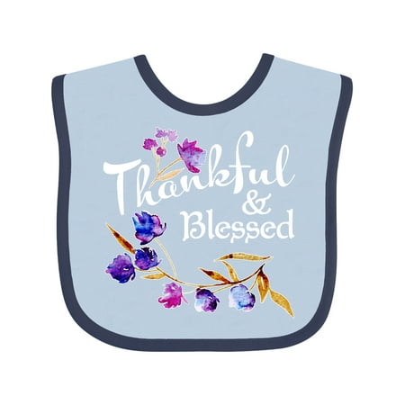 

Inktastic Thankful and Blessed Inspirational Saying with Flowers Gift Baby Boy or Baby Girl Bib