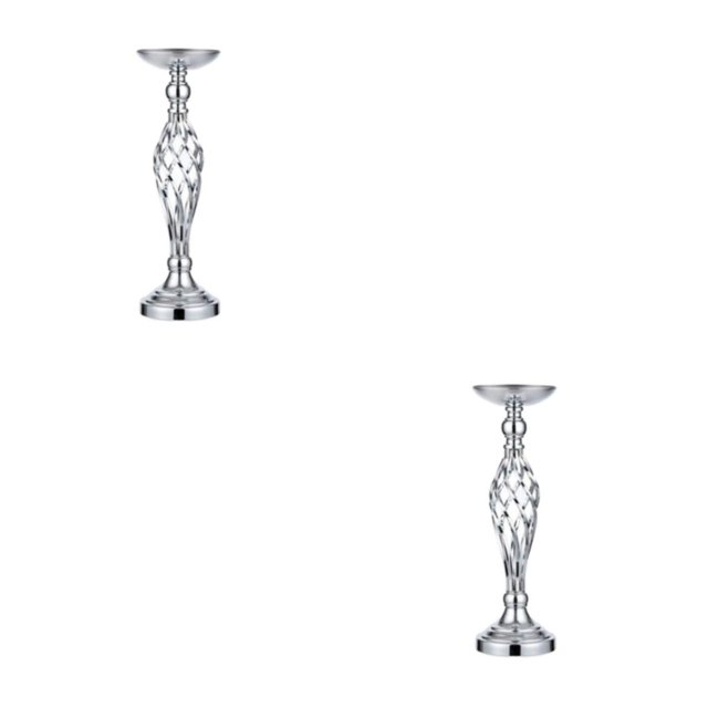 Jumpingount Estante de flores de metal resistente para exhibir hermosas flores y jarrones Centro de de flores de metal plateado plata 2Conjunto