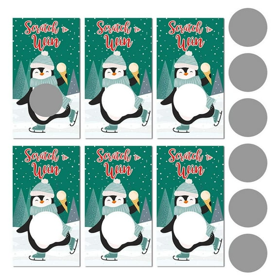6 Pieces Christmas Scratch Off Cards Xmas Blank Holiday Scratch Cards with Winter Patterns for Small Business Restaurant Teacher Festive Raffle Ticket Supplies, Christmas Party Game