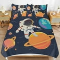 thumbnail image 6 of 3 Pcs Soft Bedding Set, Includes 1 Duvet Cover with Zipper And 2 Pillow,Shams Cartoon Space Astronaut King(102"×90"), 6 of 8