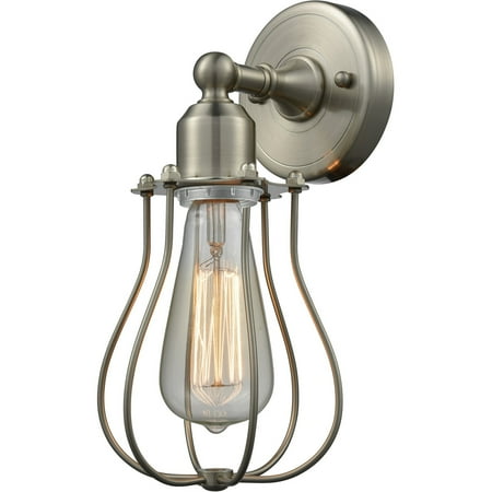 

Brushed Satin Nickel Tone Wall Sconces 6 Wide Steel/Cast Brass Medium Base 1 Light Fixture