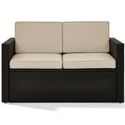 Afuera Living Wicker Patio Loveseat in Brown and Sand