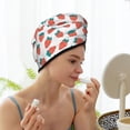 thumbnail image 3 of Yiaed Strawberries Print Hair Cap with Button,Coral Fleece Hair Towel Wrap for Women Wet Hair,Quick Dry Turban for Wet Hair Long Thick Hair, 3 of 5