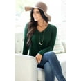thumbnail image 2 of Wenseny Long Sleeve Shirt for Women V-Neck Side Split Casual Tops Loose Shirts Green S, 2 of 6