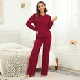thumbnail image 3 of Tops Pantalones Ropa de dormir, Conjunto de pijama para mujer Pijama de pieza suave Ropa de dormir de manga larga Rendimiento impulsado, 3 of 7