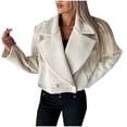 thumbnail image 4 of ZQUUVOU Women's Cropped Fleece Coat Notch Lapel Fall Winter Button Down Jacket Long Sleeve Plain Color Outerwear White, 4 of 5