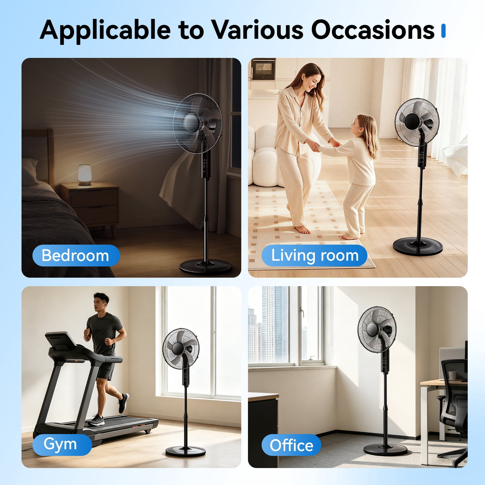 Goosiay 16" Oscillating Pedestal Fan with Remote Control, 10H Timer Stand up Fan, Ultra Quiet Fan for Bedroom Home Office