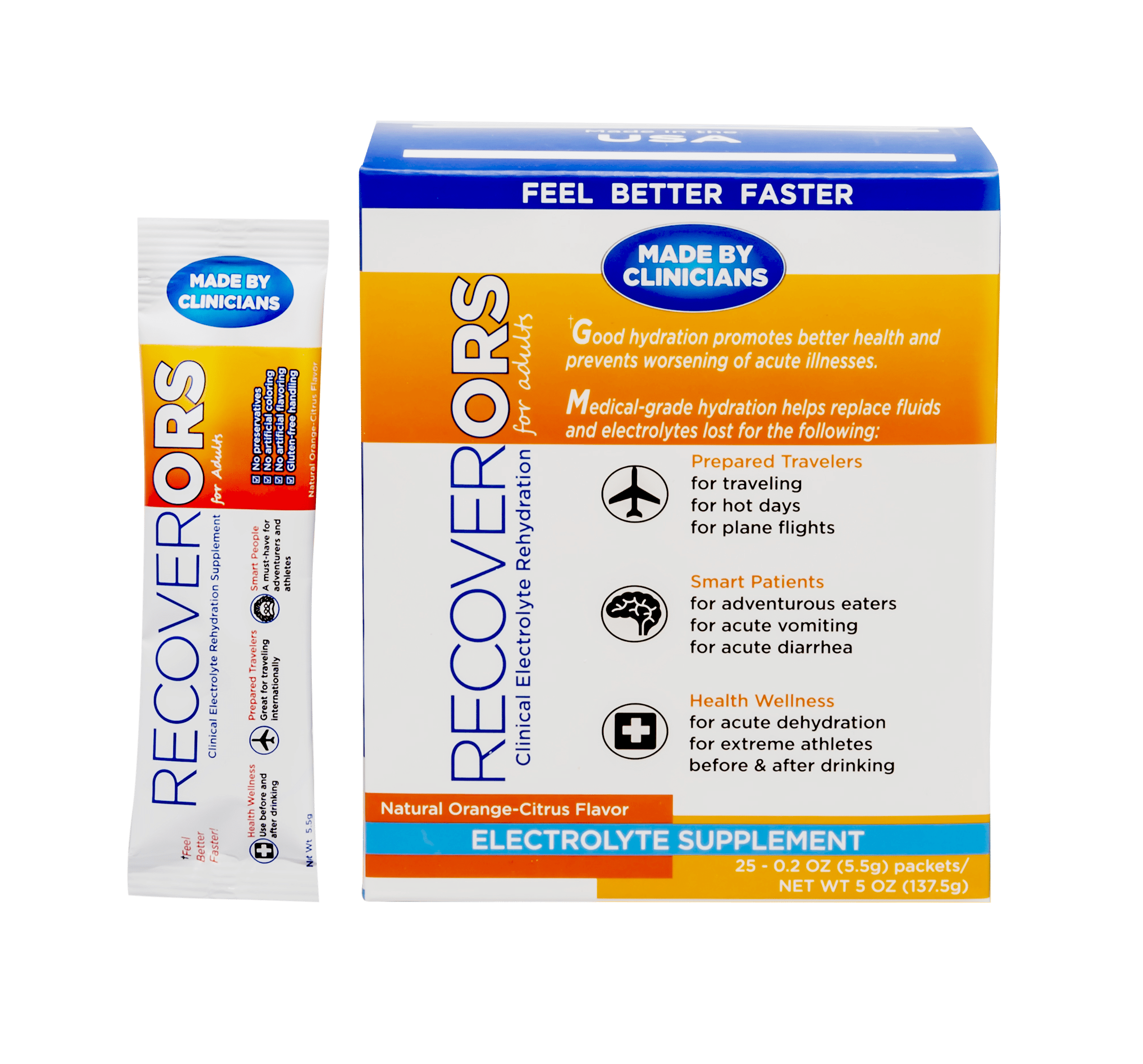 Electrolyte Vitamin C Powder Hydration Drink RecoverORS (25Pack)