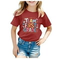thumbnail image 2 of Generic TEAM FIRST GRADE Letter Printed Girls Kids Back To School T Shirt Short Sleeve Children Student School Tees Gifts 2024 Comfortable for Holiday Christmas Party（3-4 Years Red）, 2 of 4