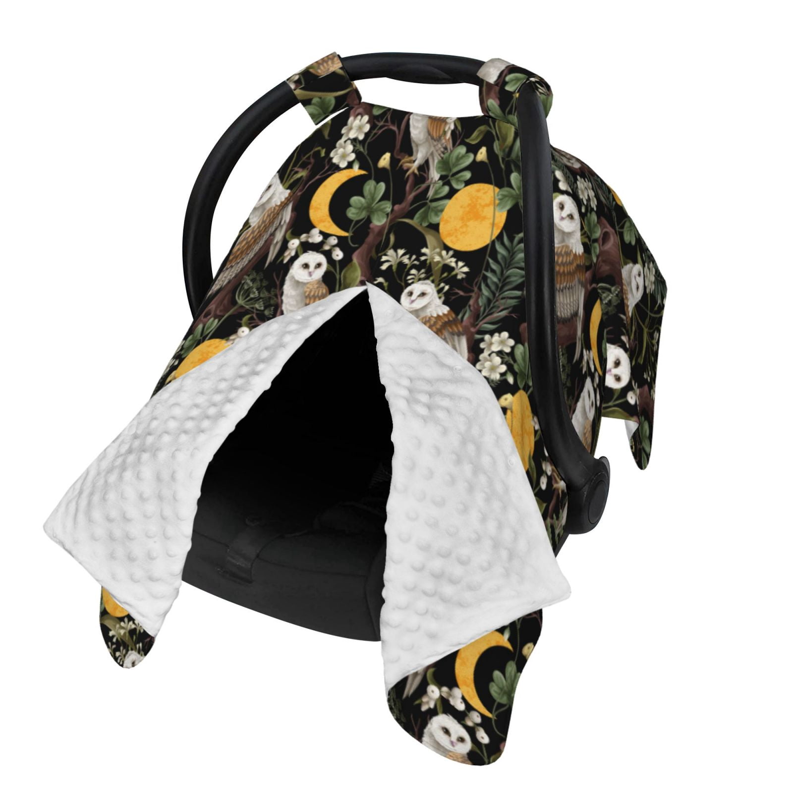 Naloa Owls And Plants Baby Car Seat Cover, Breathable Baby Carrier Cover, Multiuse Baby Carrier Cover & Nursing Breastfeeding Cover