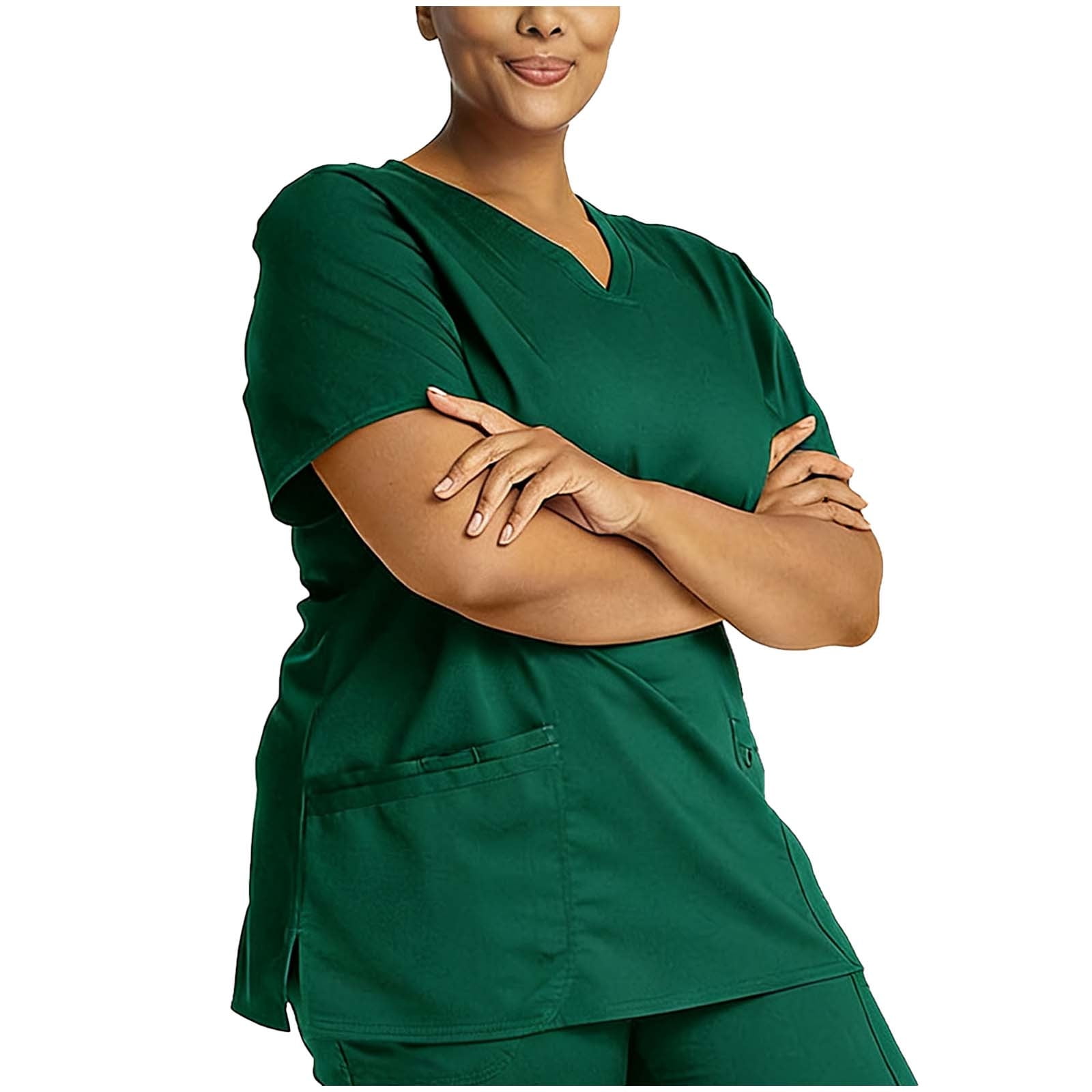 Women's Breathable Scrub Set - Comfy Loose Fit V-Neck & Straight Pants, Easy Care Moisture-Wicking Nursing Uniform
