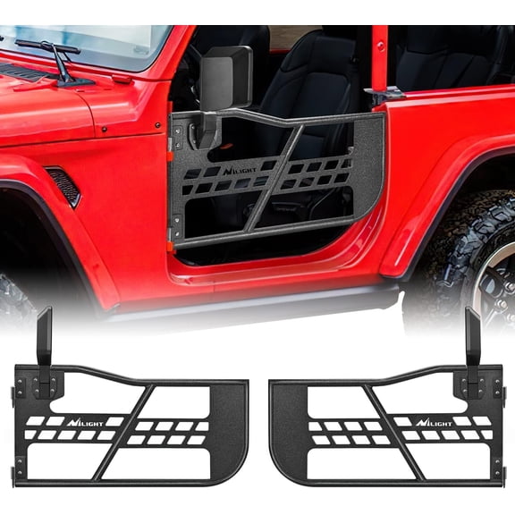 Nilight Off Road Front Tubular Doors with Side View Mirrors Compatible with 2018 2019 2020 2021 2022 2023 Wrangler JL 2020 2021 2022 2023 Gladiator JT 2 Door Only, 2 Years Warranty