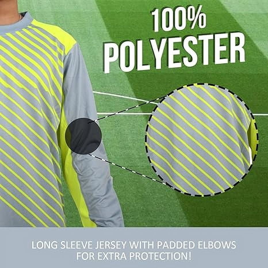 Vizari Elbow Padded Arroyo Soccer Goalkeeper Jersey | Long Sleeve Goalie Jersey for Kids and Youth (Size - YL | Green/Yellow)
