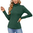 thumbnail image 1 of Prolriy Chemises à Manches Longues pour Femmes, T-Shirt Ajusté à Manches Longues et Col Montant Uni pour Femmes, Haut de Base pour Sortir, Hauts Tendance pour Femmes Vert m, 1 of 7