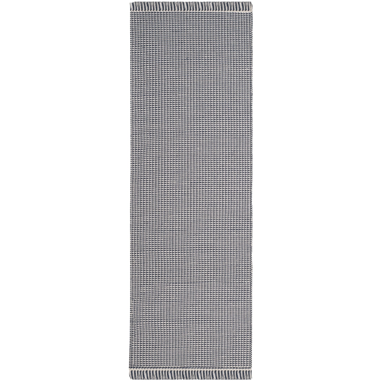 SAFAVIEH Montauk Patton Geometric Cotton Runner Rug, Ivory/Navy, 2'3" x 10'