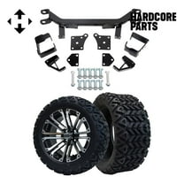 Hardcore Parts 6" Drop Axle Lift Kit for EZGO TXT/PDS (1994.5-2001.5) Electric Golf Cart with 14" Machined/Black 'LANCER' Wheels and 23"x10"-14" DOT rated All-Terrain tires