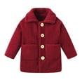 thumbnail image 6 of TFEOQRY Toddler Kids Girls polar fleece button coat jacket Fashion Solid Color Windproof Padded Clothes Jacket Lapel Coat Burgundy, 6 of 9