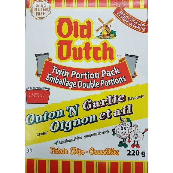 Old Dutch Potato Chips, Onion and Garlic, 220g/7.8oz (3 Pack) {Imported from Canada}
