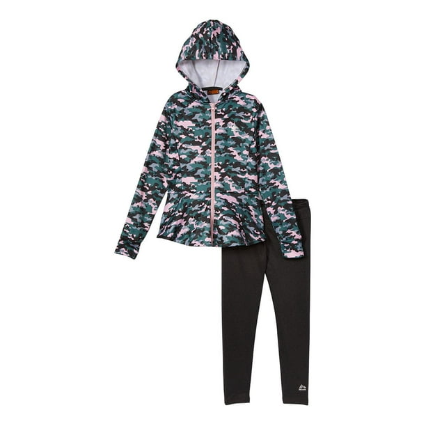 RBX RBX Girls Tech Fleece Active Peplum Jacket and Legging, 2Piece