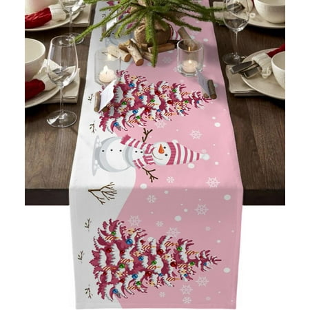 

Christmas Snowman Red Snowflake Linen Table Runner Dress Scarves Winter Farm Xmas Kitchen Table Runner Christmas Decoration 2025