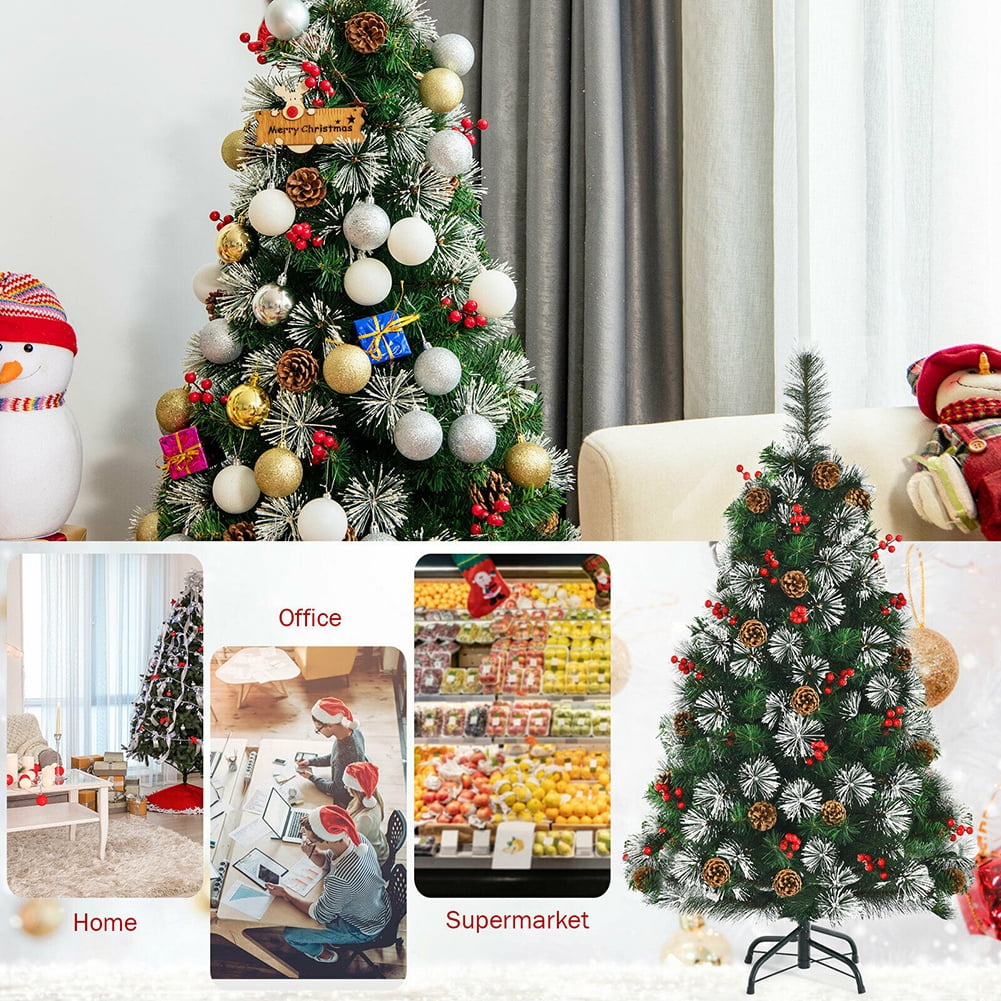 Kepooman 4ft Artificial Christmas Tree Holiday, Christmas Pine Tree for Home, Office, Party Decoration with Pine Cones and Red Berries, Red and Green Kepooman 4ft Artificial Christmas Tree Holiday, Christmas Pine Tree for Home, Office, Party Decoration with Pine Cones and Red Berries, Red and Green