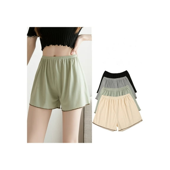 4 packs womens plus size Ice Silk safety pants lounge short sleep shorts loose breathable leggings