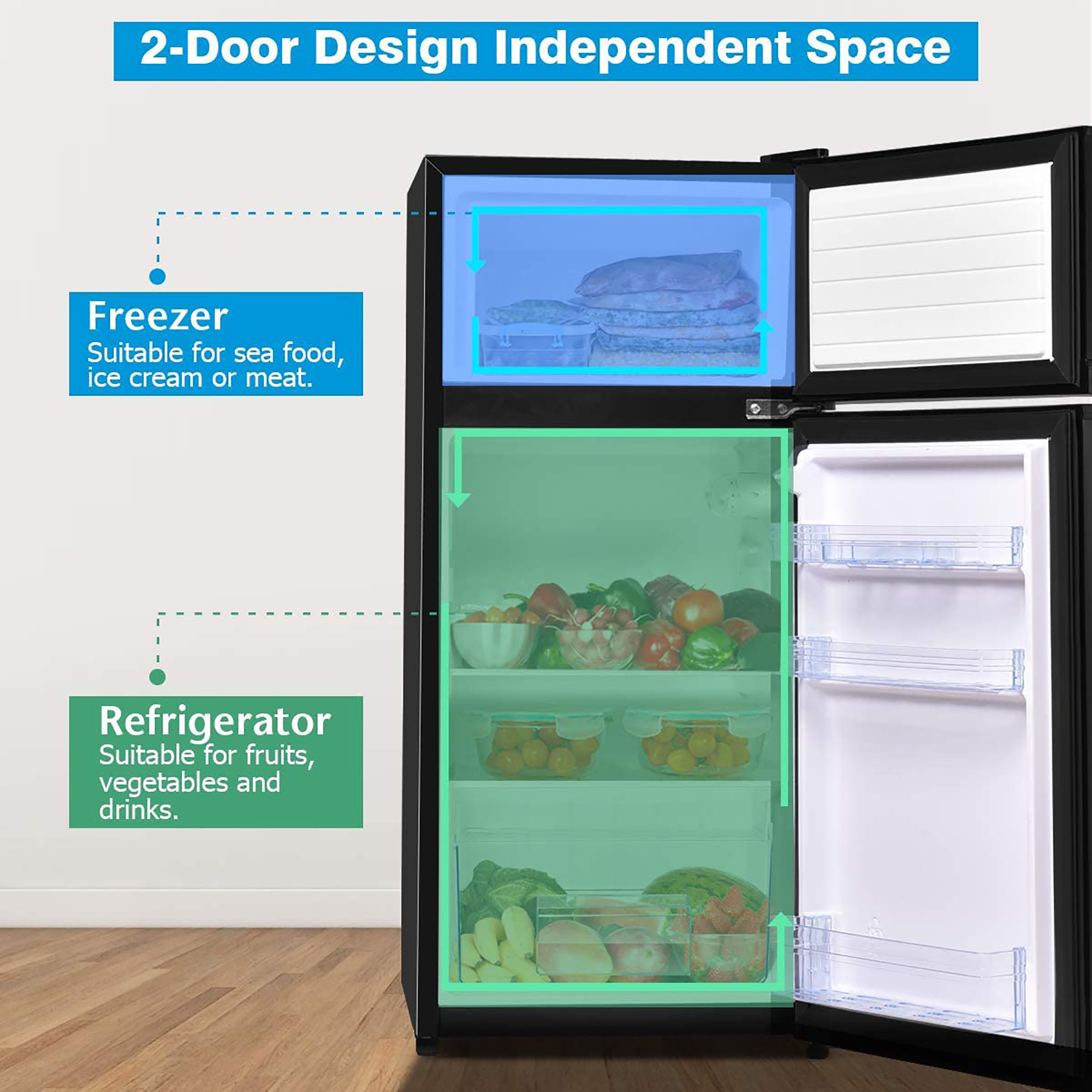 costway 2 doors 3.4 cu ft