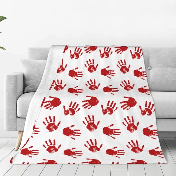 Rateoe Bloody Hand Print Fuzzy Fleece Throw Blanket Extra Large,Super Soft,Fluffy and Warm Blankets for Couch,Bed,All Season Use (40"x30")